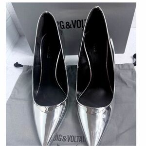Perfect Mirror Silver Pointed-Toe Pumps by Zadig & Voltaire